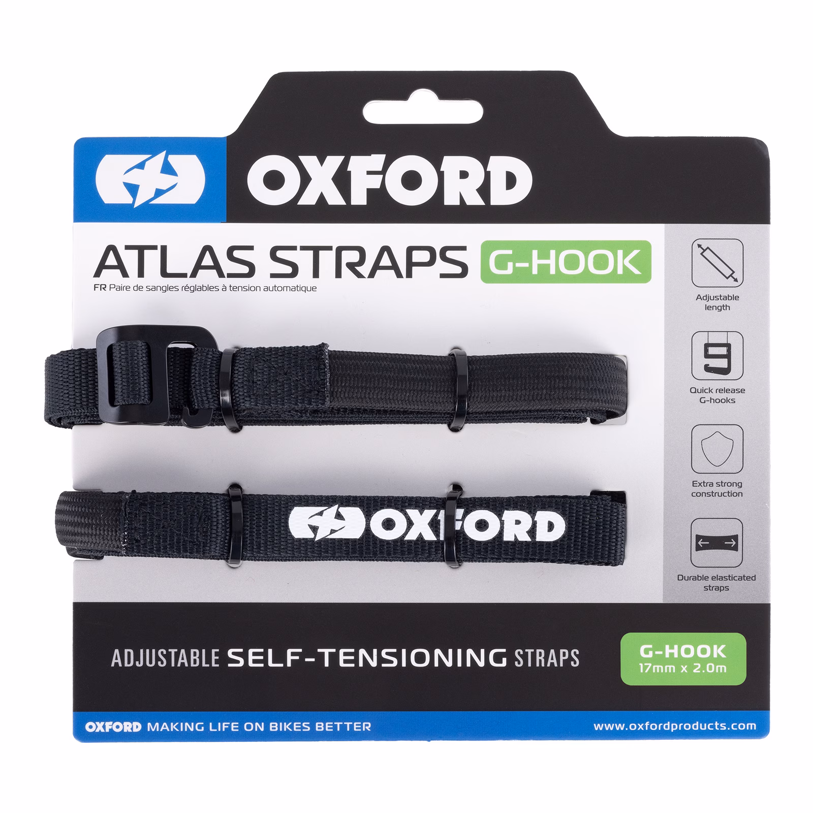 Oxford Atlas G-Hook 17mm x 2.0m - Black (Pair) - Image 2