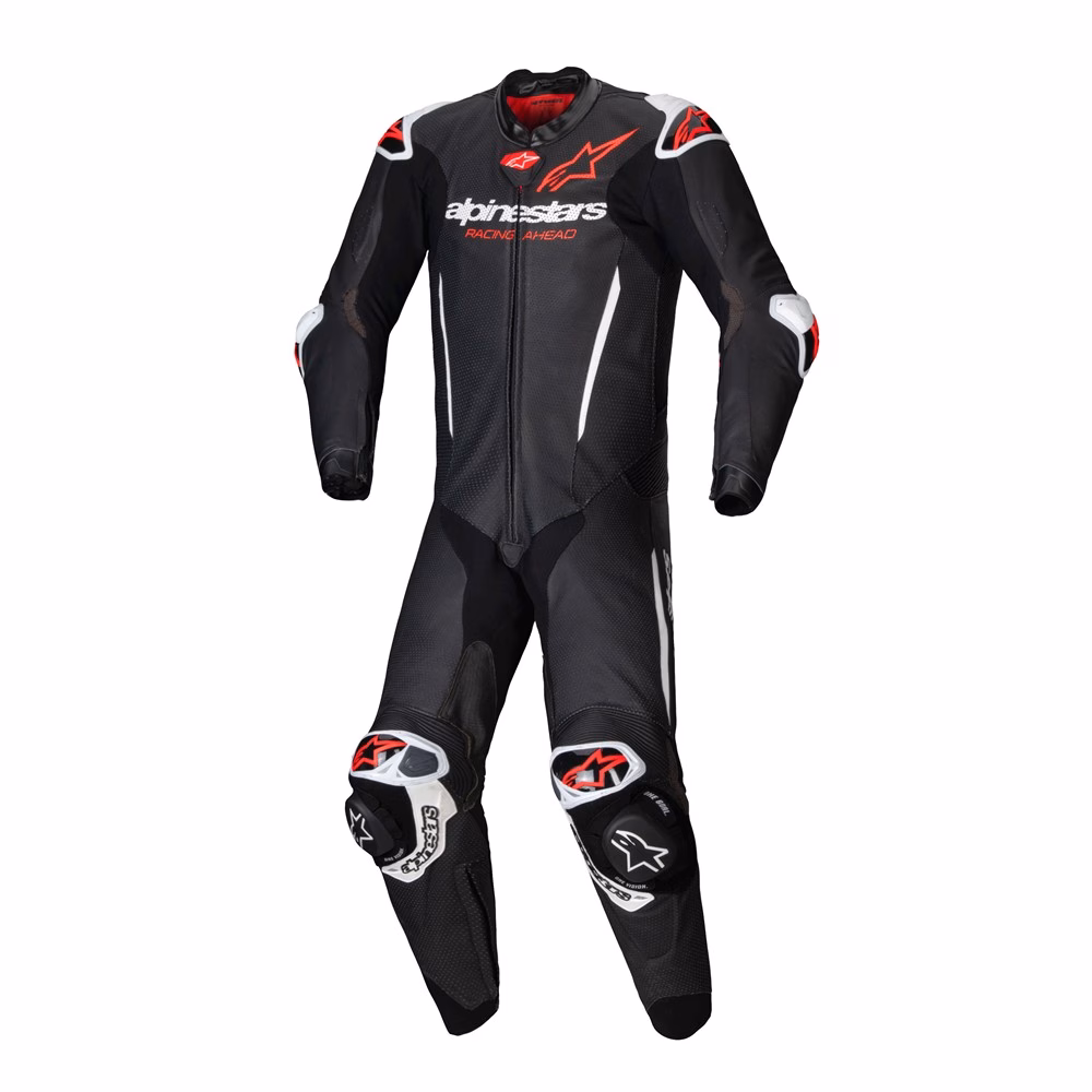 Alpinestars GP-R7 1Pc Leather Suit Black/White/Red Fluoro