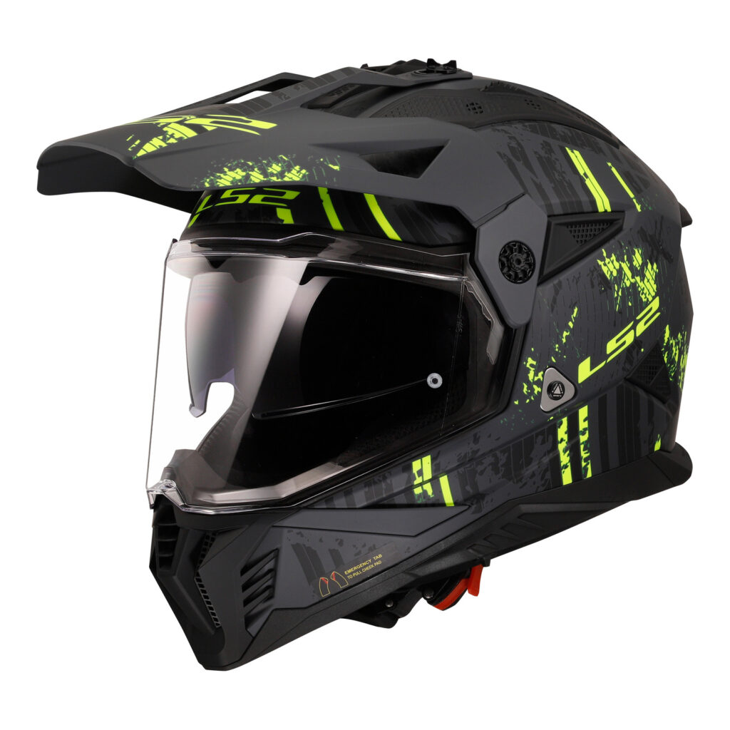 LS2 MX702 Pioneer II Crazy Adventure Helmet Matte Black / Grey / Hi-Viz Yellow