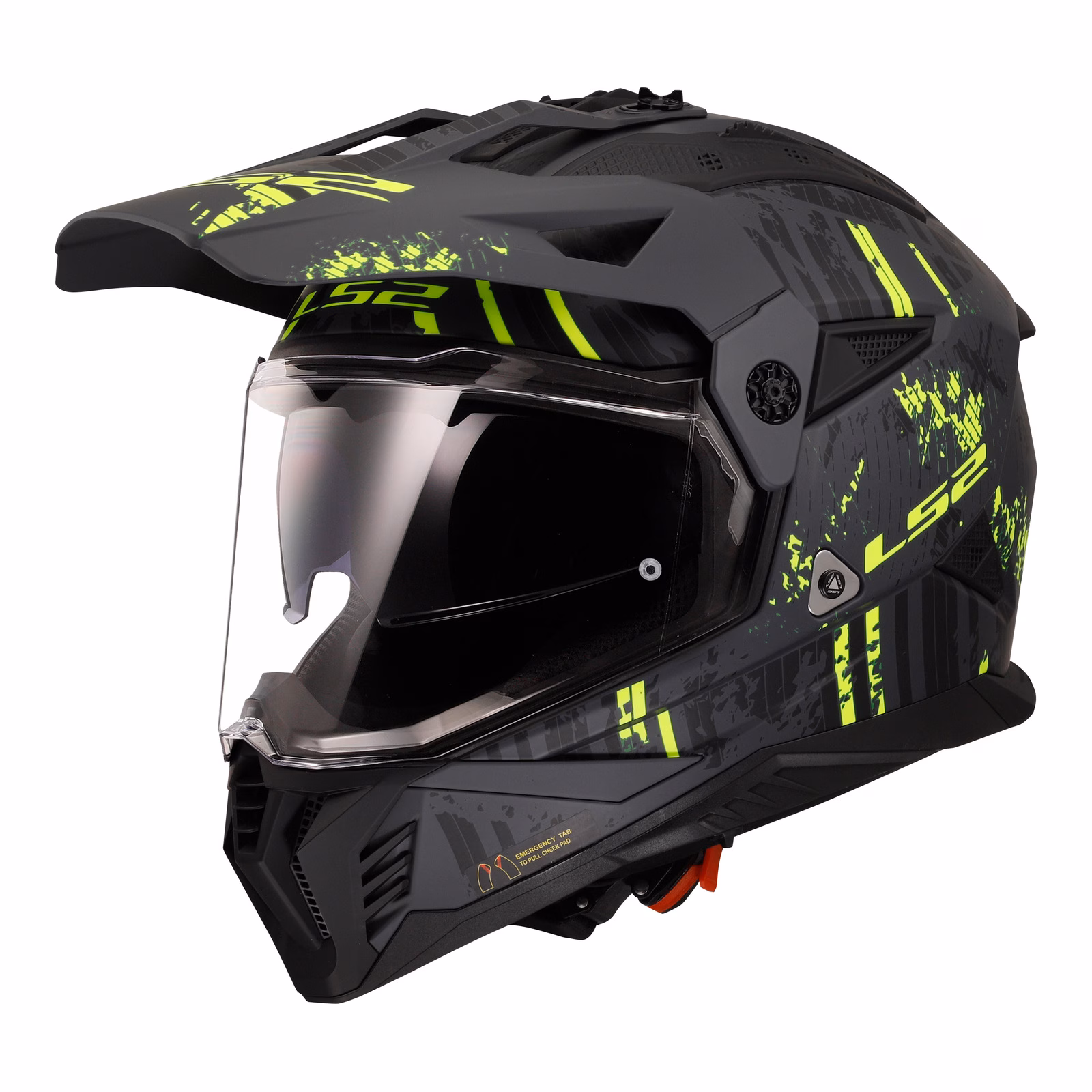 LS2 MX702 Pioneer II Crazy Adventure Helmet Matte Black / Grey / Hi-Viz Yellow - Image 1