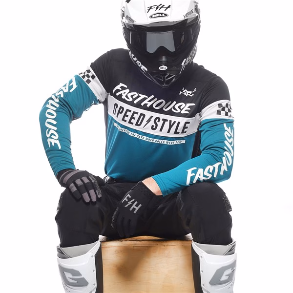 Fasthouse Grindhouse Akin Motocross Jersey, Marine/Black