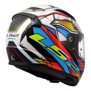 LS2 FF353 Rapid II XDron Road Helmet - White / Hi-Vis Orange / Blue - Image 5