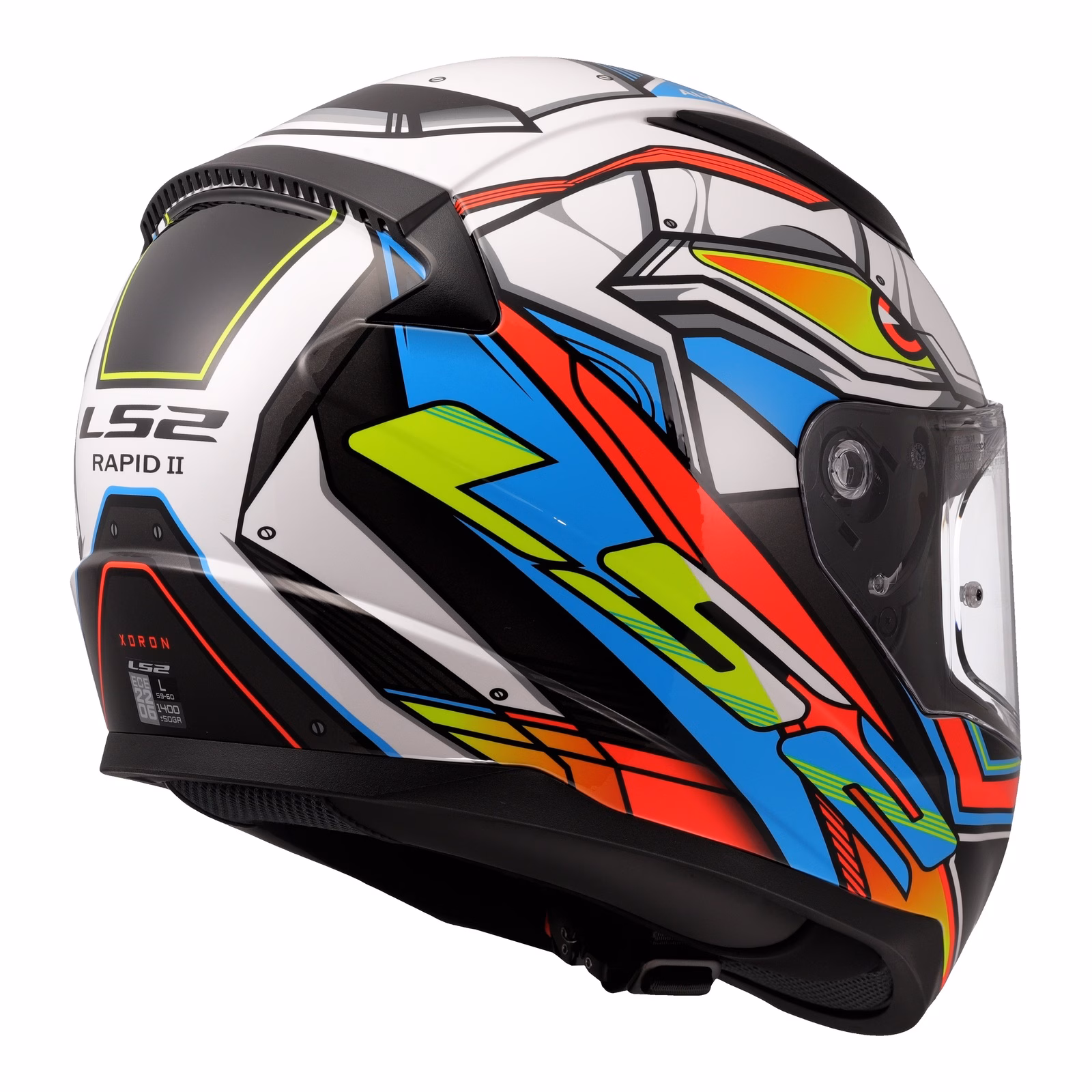 LS2 FF353 Rapid II XDron Road Helmet - White / Hi-Vis Orange / Blue - Image 5