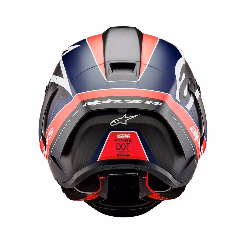 Alpinestars Supertech R10 Road Helmet Team Black Carbon/Red Fluoro/Dark Blue Matte