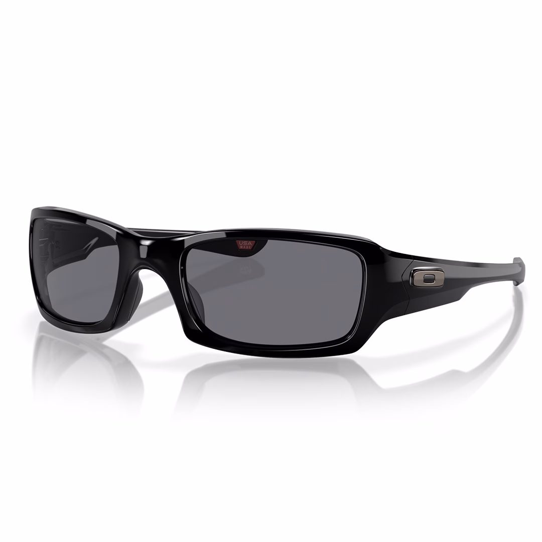 Oakley Fives Squared Sunglasses Polished Black w/Grey Lens - Image 1