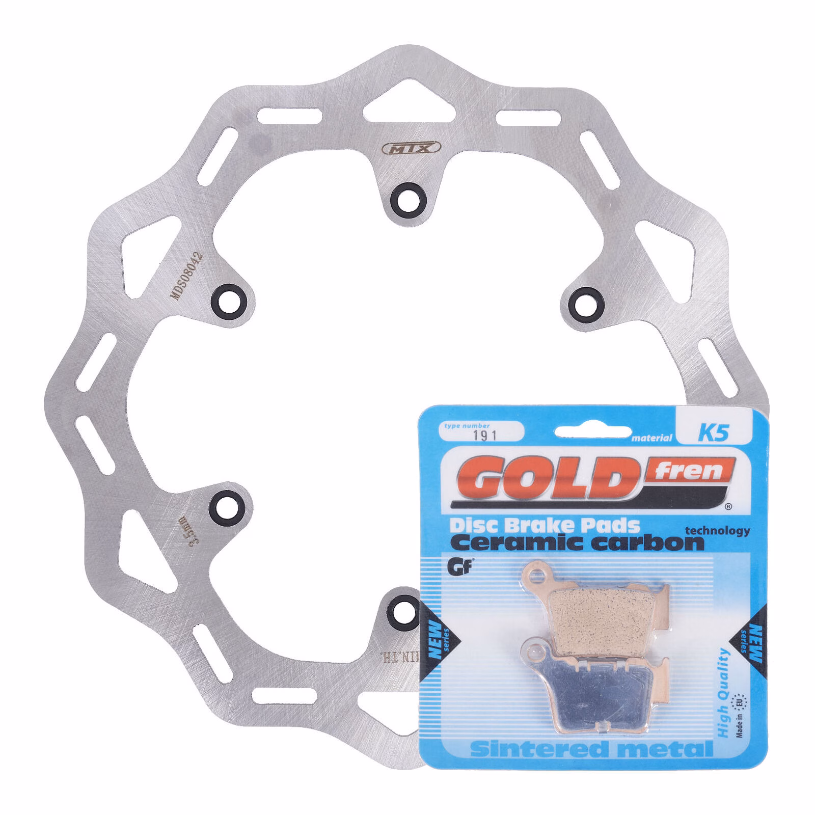Brake Disc & Pad Rear Kit - KTM SX 220mm Disc - Wave - Image 1