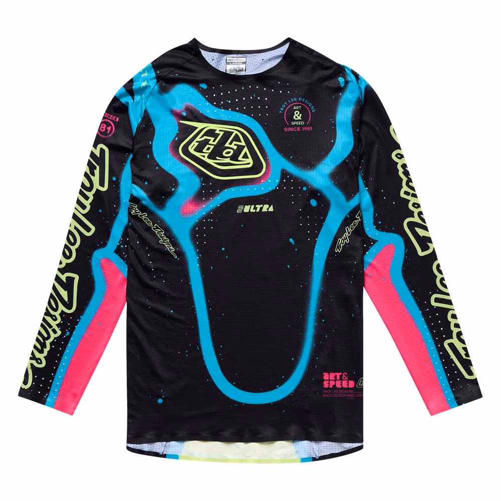 Troy Lee Designs SE Ultra Membrane Motocross Jersey Black/Glo Yellow