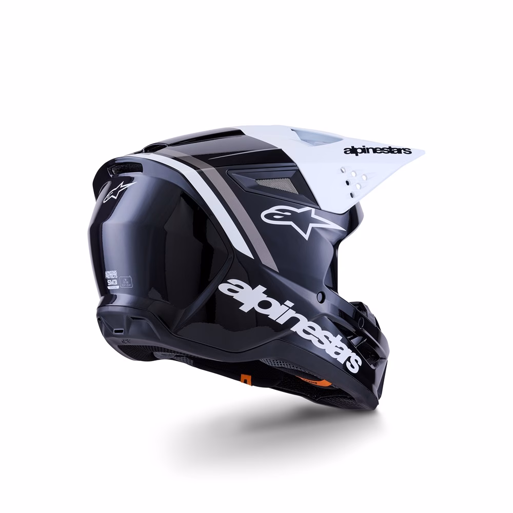 Alpinestars S-M3 Radium Motocross Helmet Black/White/Gray Gloss