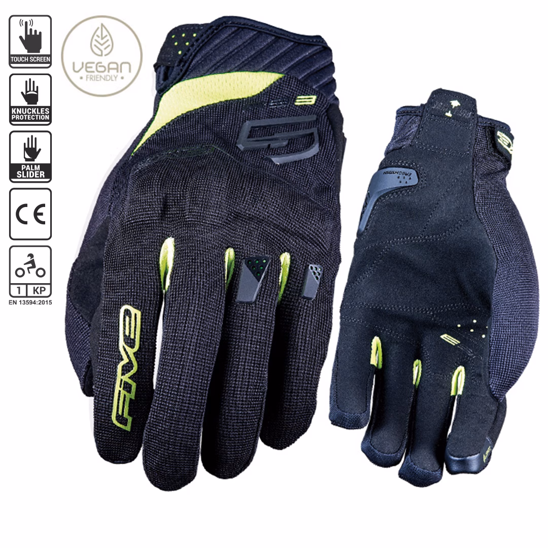 FIVE RS3 EVO Road GLoves Black/Fluro Yellow - Image 1