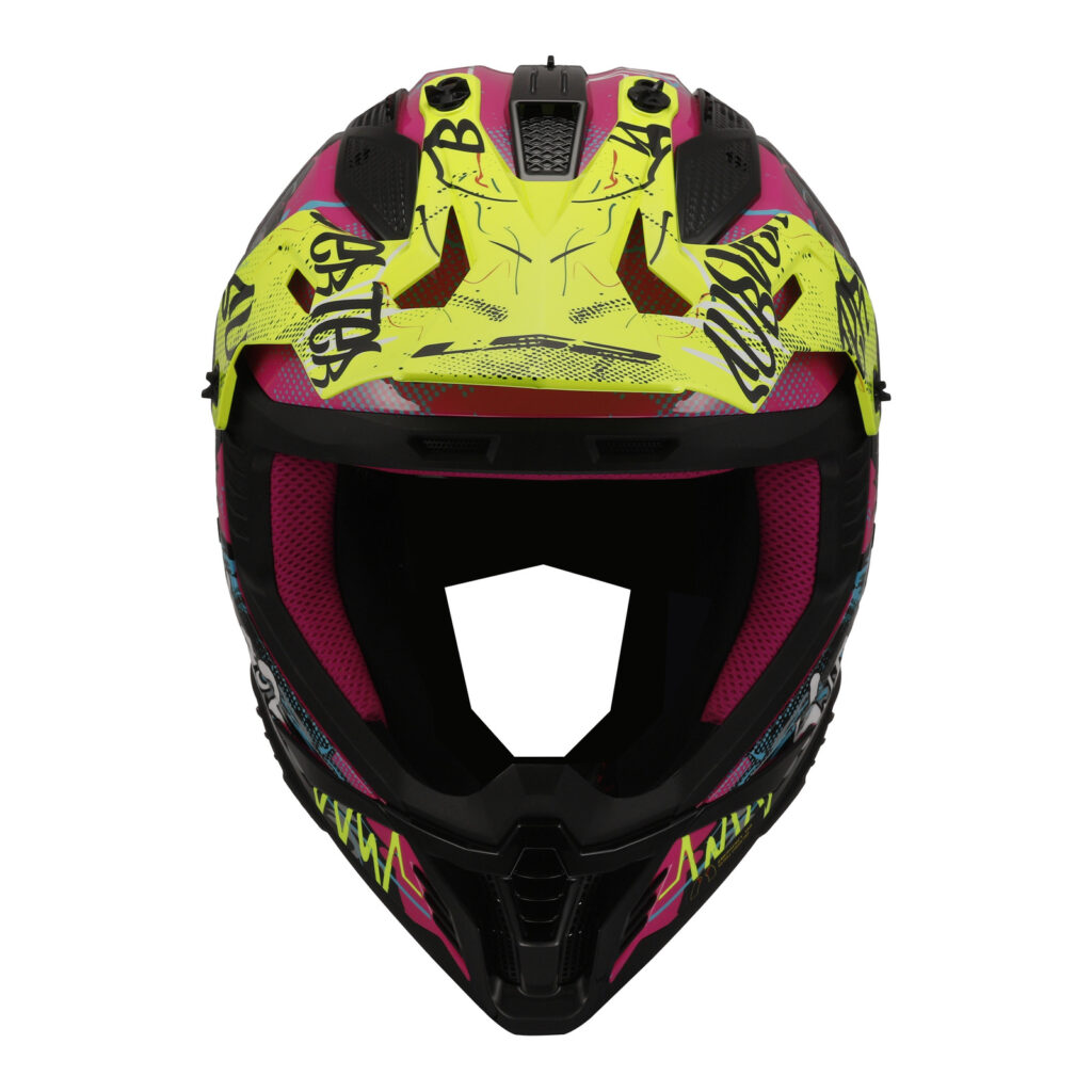 LS2 MX708 Fast II Gorilla Motocross Helmet Purple / Hi-Vis Yellow