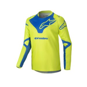 Alpinestars Youth Racer Veil Motocross Jersey Yellow Fluoro/Blue - Image 1