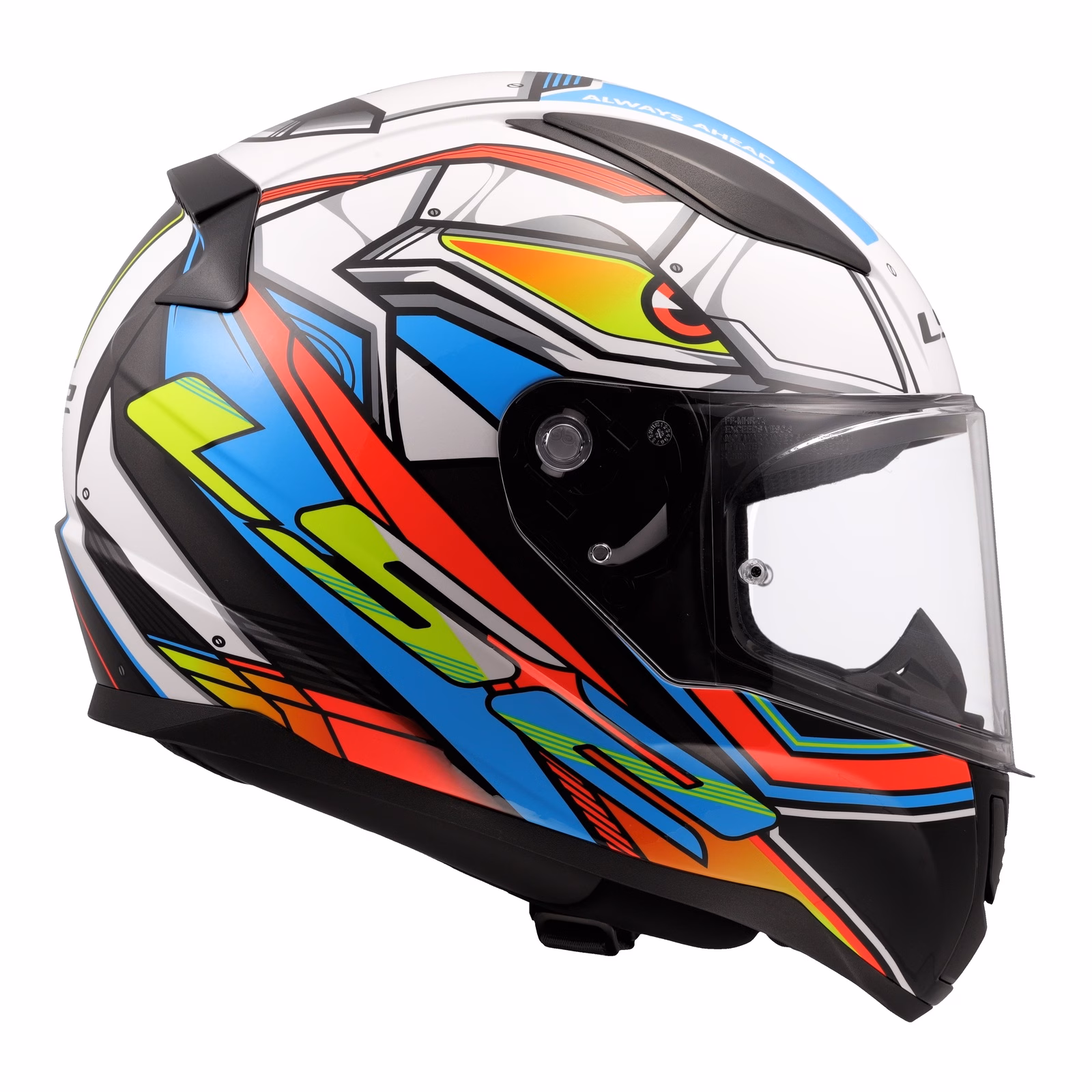 LS2 FF353 Rapid II XDron Road Helmet - White / Hi-Vis Orange / Blue - Image 6