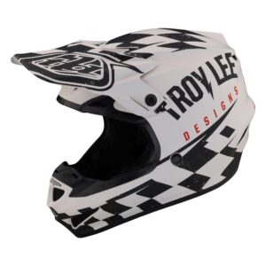 Troy Lee Designs SE4 Polyacrylite Race Shop Motocross Helmet White/Black - Image 1