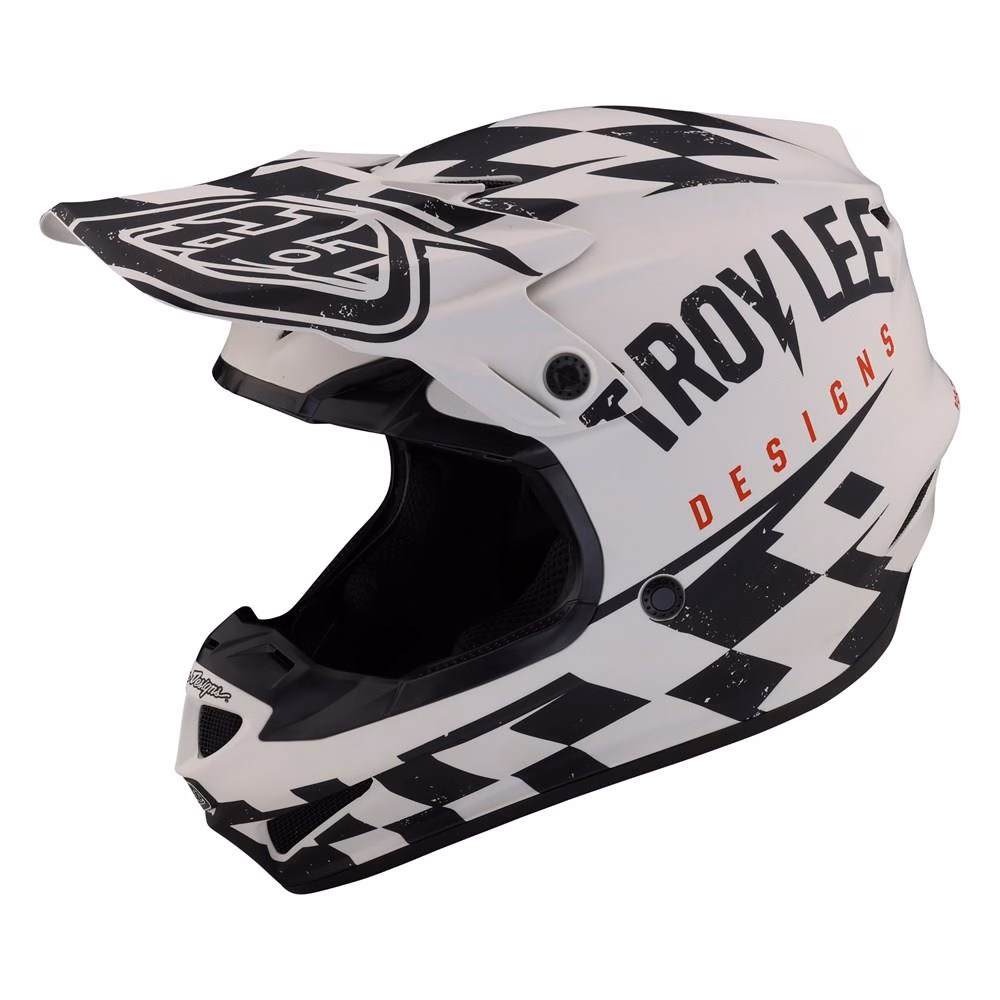 Troy Lee Designs SE4 Polyacrylite Race Shop Motocross Helmet White/Black