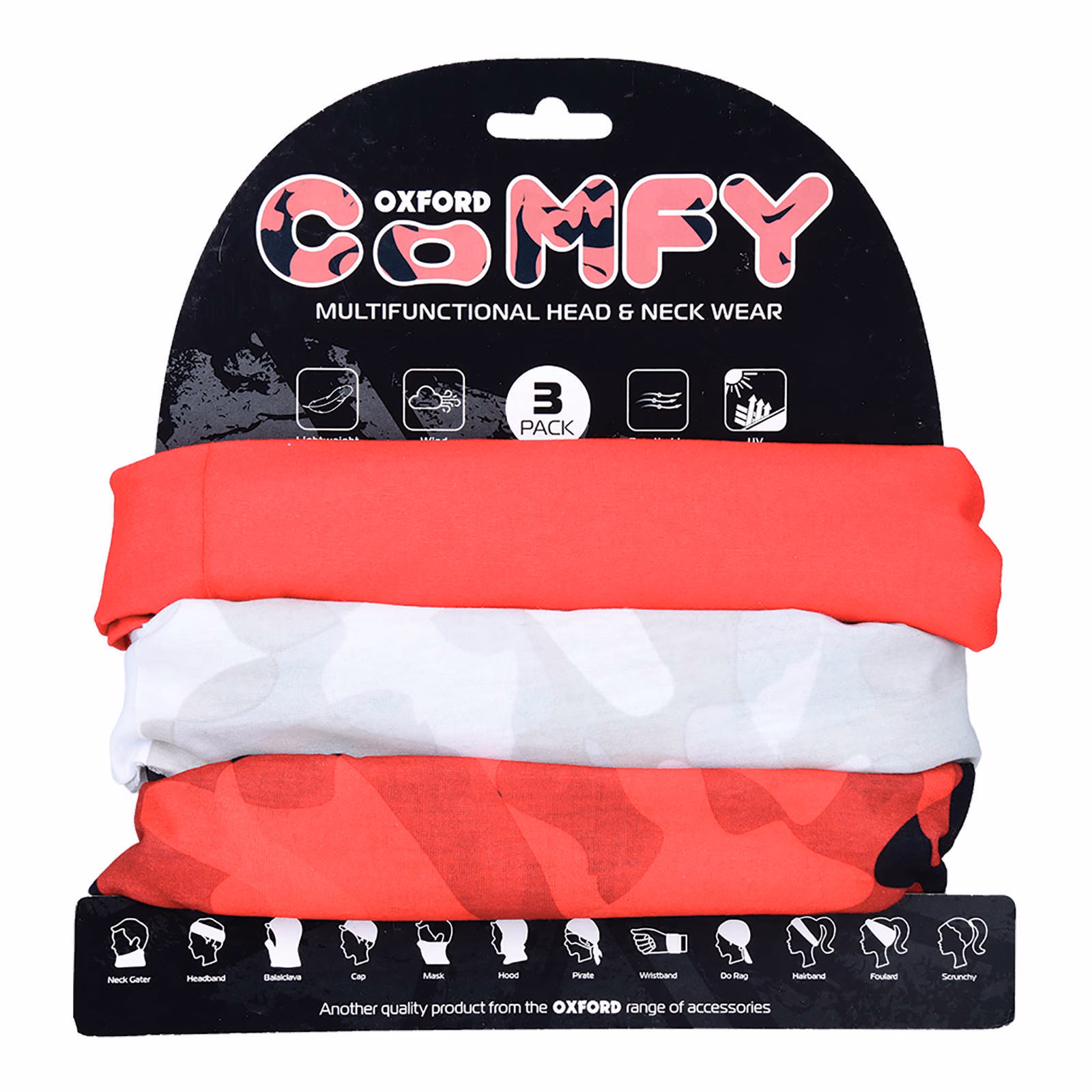 Oxford Comfy Havoc Red Neck Tube – 3 Pack - Image 1