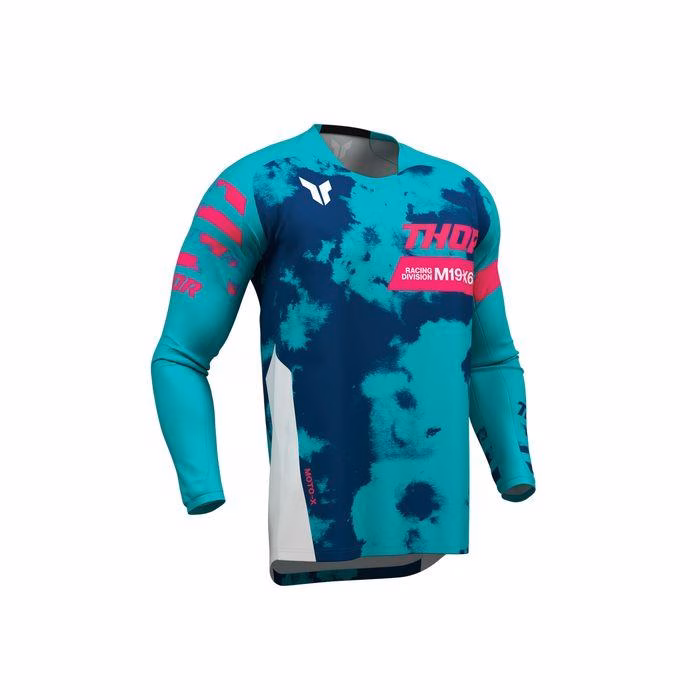 Thor Launchmode Bleach Motocross Jersey Youth White/Aqua