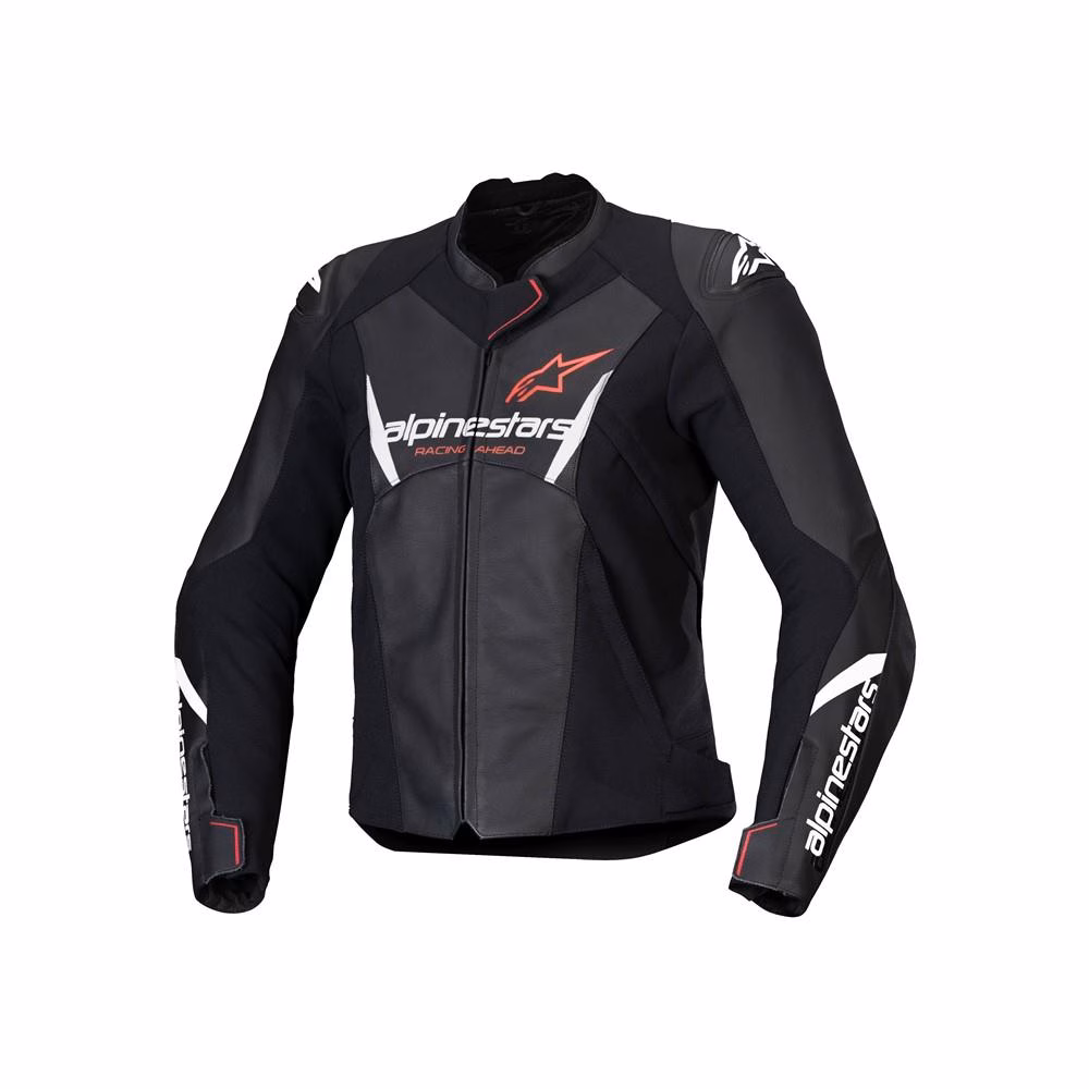 Alpinestars Stella Faster v3 Leather Jacket Black/White/Fluoro Coral