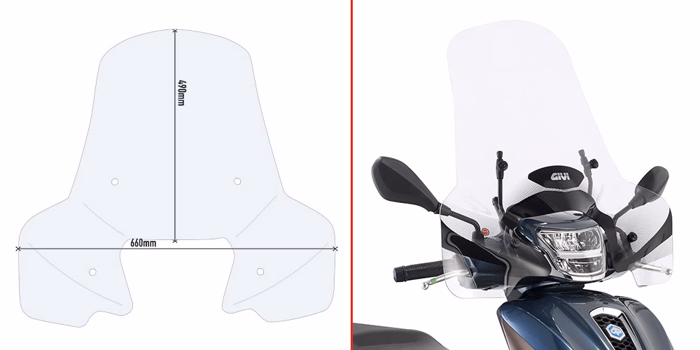 GIVI SCREEN PIAGGIO MEDLY/S 125-150 I-GET '20-> CLEAR 49x66cm (A5615A)