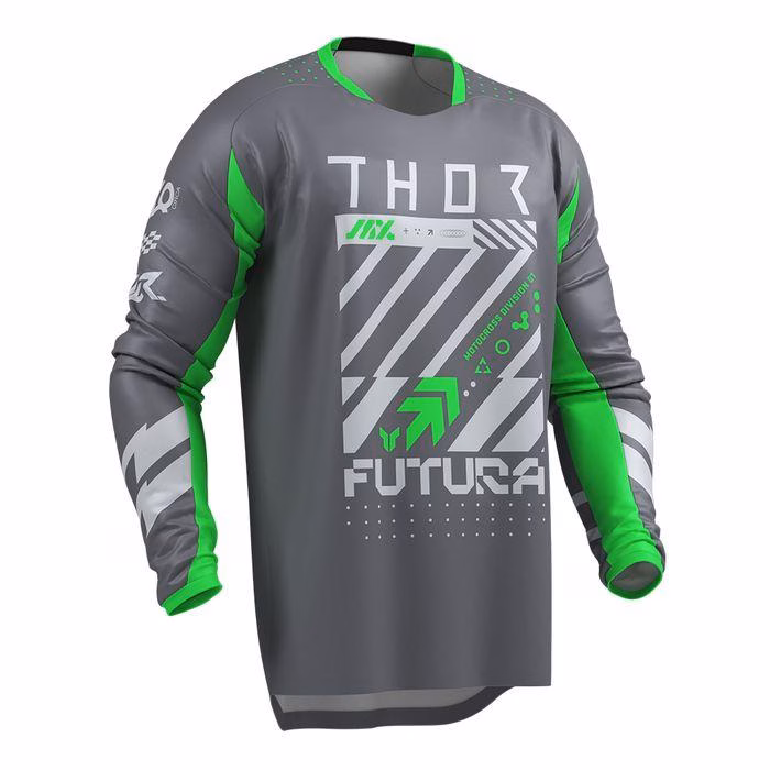 Thor MX Launchmode Futura Motocross Jersey Charcoal/Green