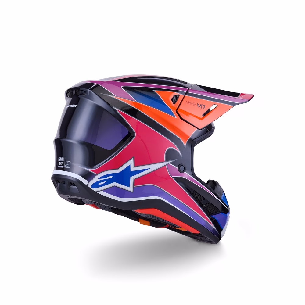 Alpinestars S-M7 Fuse Motocross Helmet Blue/Purple/Pink Gloss