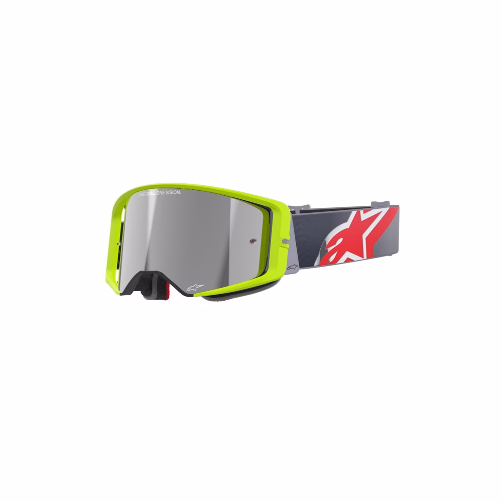 Alpinestars Supertech Corp Motocross Goggles Yellow Fluoro/Red - Mirror Silver Lens