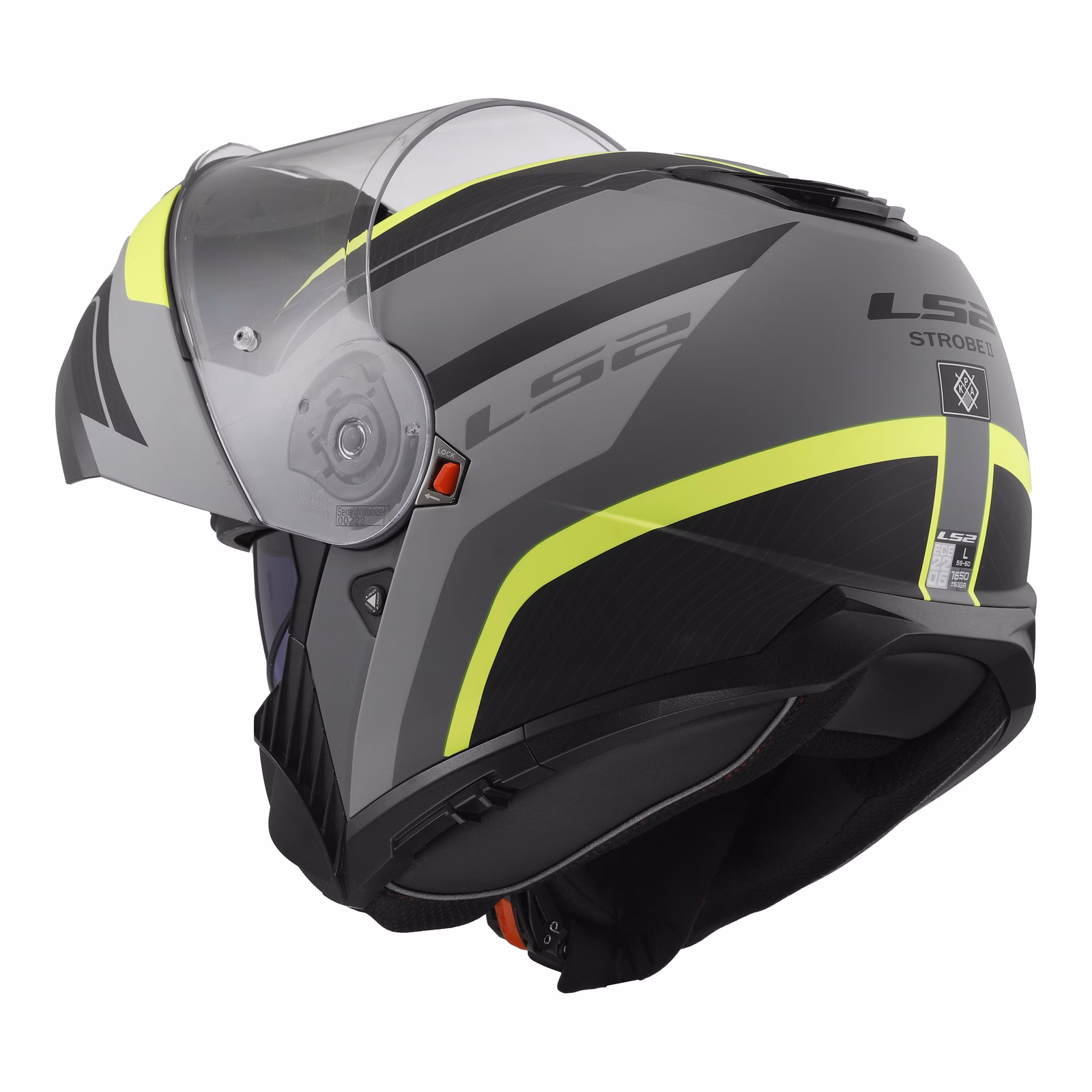 LS2 FF908 Strobe II Monza Flip Front Helmet Matte Black / Hi-Vis Yellow - Image 9