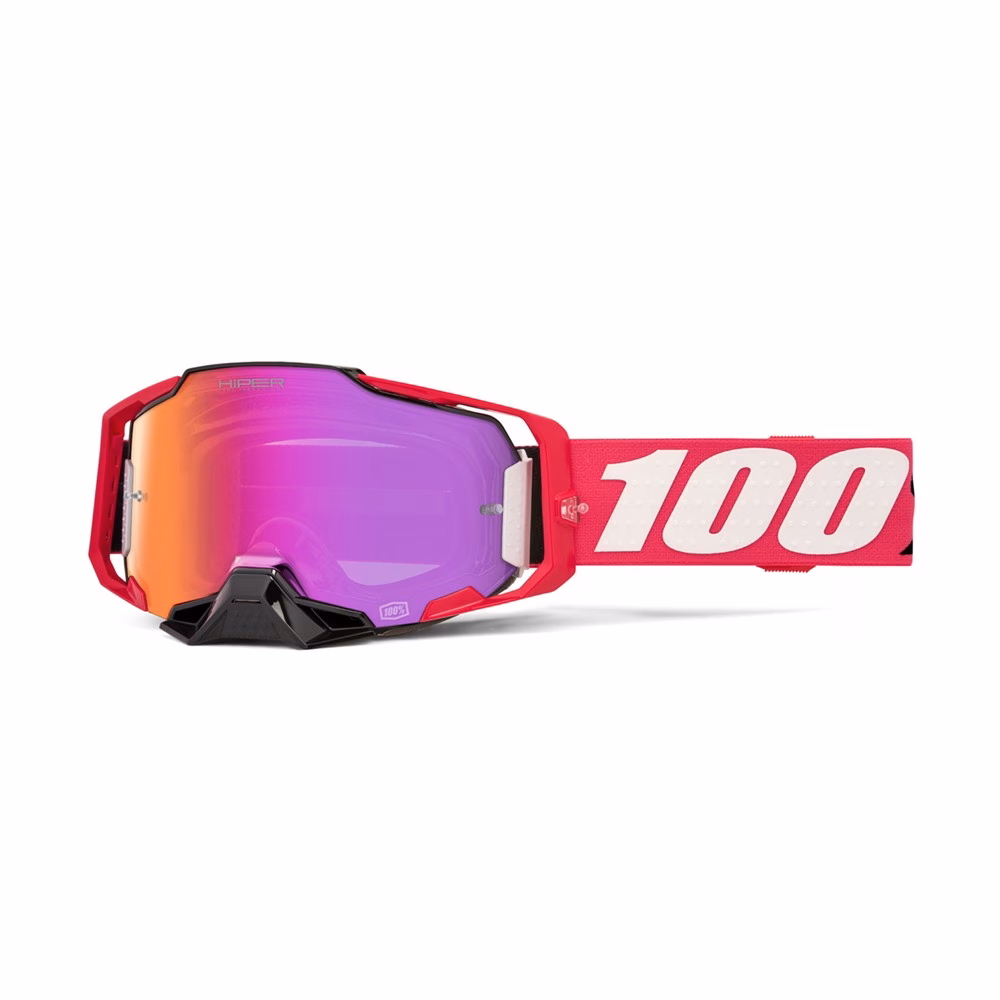 100% Armega Motocross Goggle Kloug - HiPER Mirror Dark Red Lens