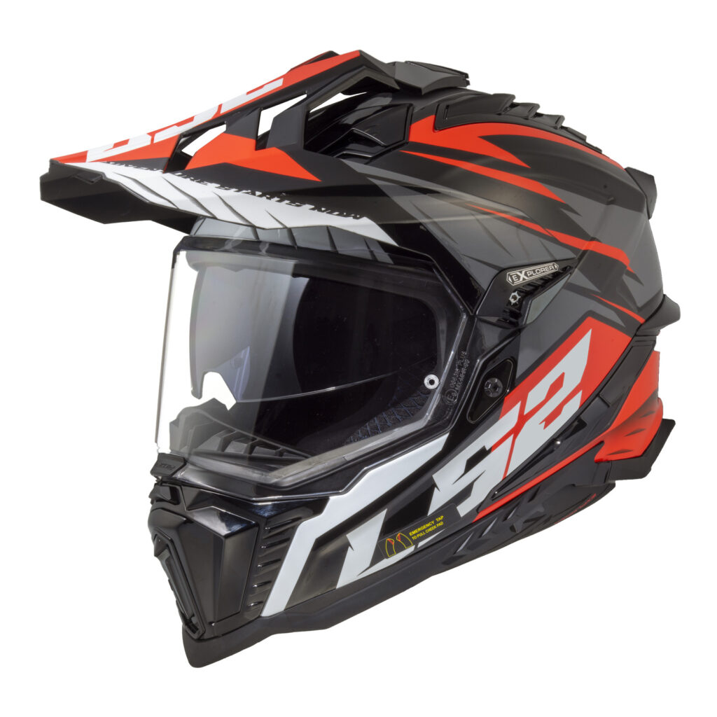 LS2 MX701 Explorer Spire Adventure Helmet Black / Titanium / Red