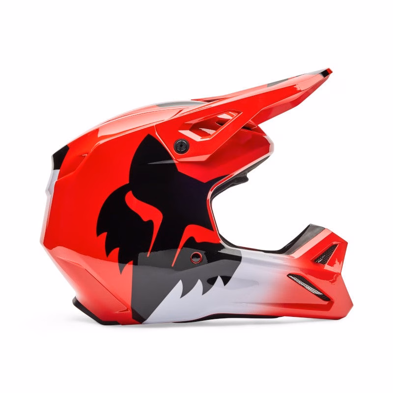 Fox V1 Shield Motocross Helmet Fluro Red