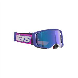 Alpinestars Supertech Vision Vista Motocross Goggle Purple/Fluoro Pink - Mirror Blue Lens - Image 3