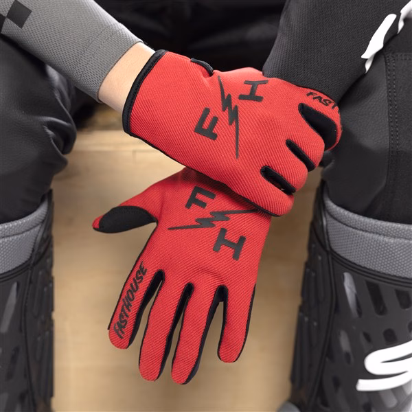 Fasthouse Carbon Eternal Motocross Gloves Youth Red