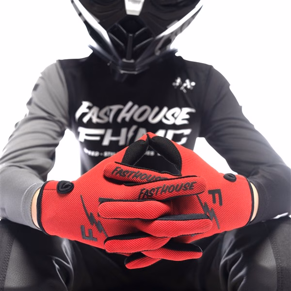 Fasthouse Carbon Eternal Motocross Gloves Youth Red