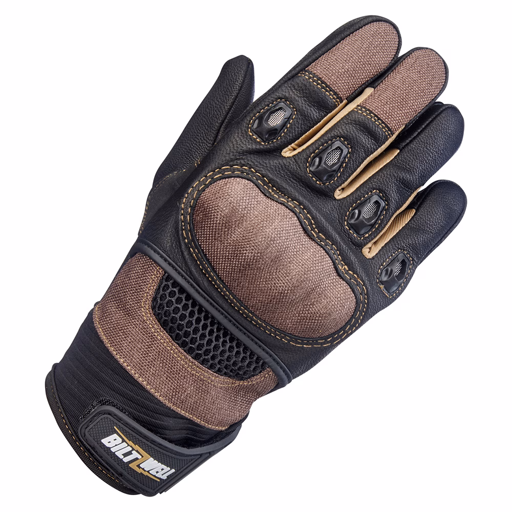 Biltwell Bridgeport Textile Road Gloves Chocolate