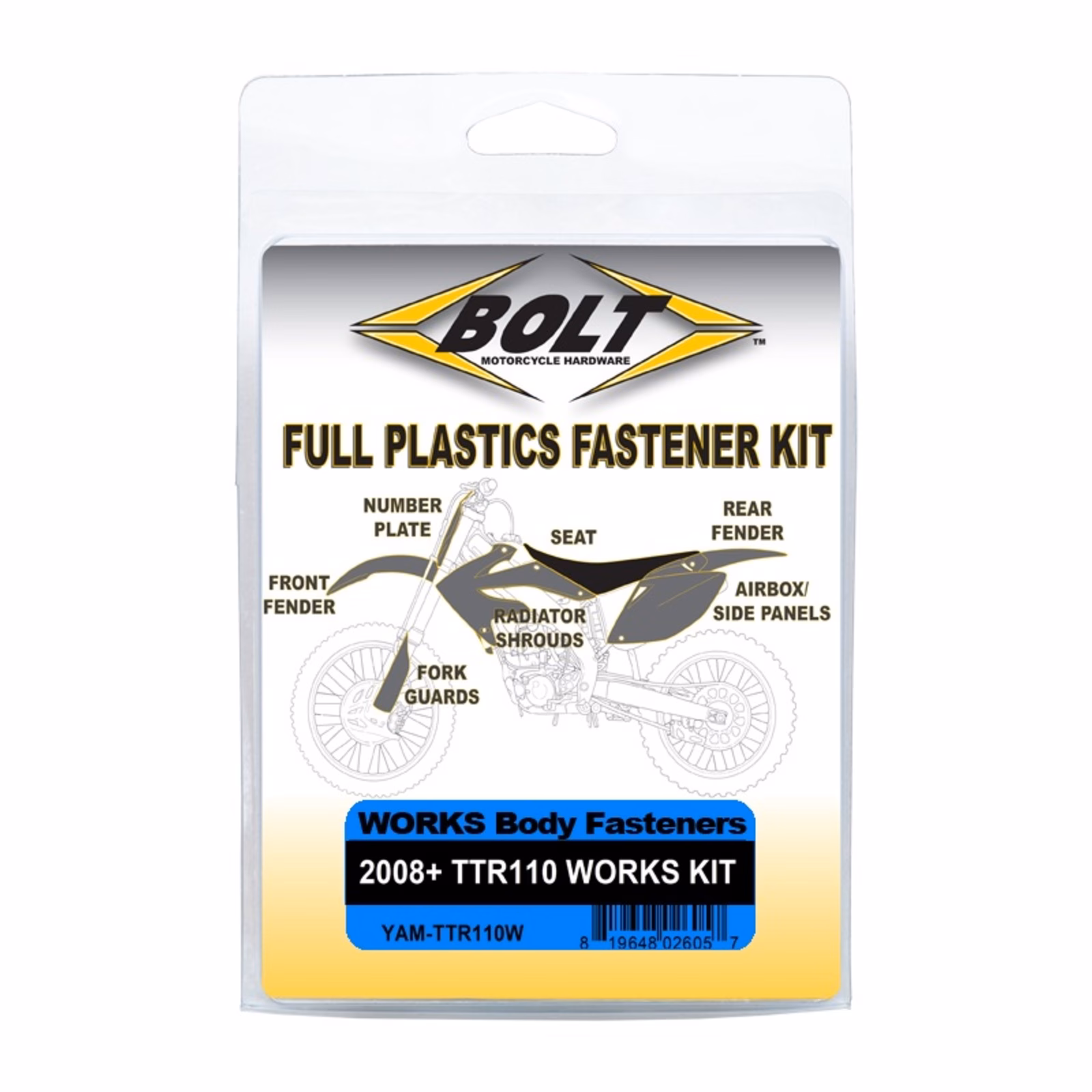 Bolt Body Work Fastener Kit Yamaha TTR110 ’08+ Works Kit - Image 1