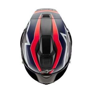 Alpinestars Supertech R10 Road Helmet Team Black Carbon/Red Fluoro/Dark Blue Matte - Image 4