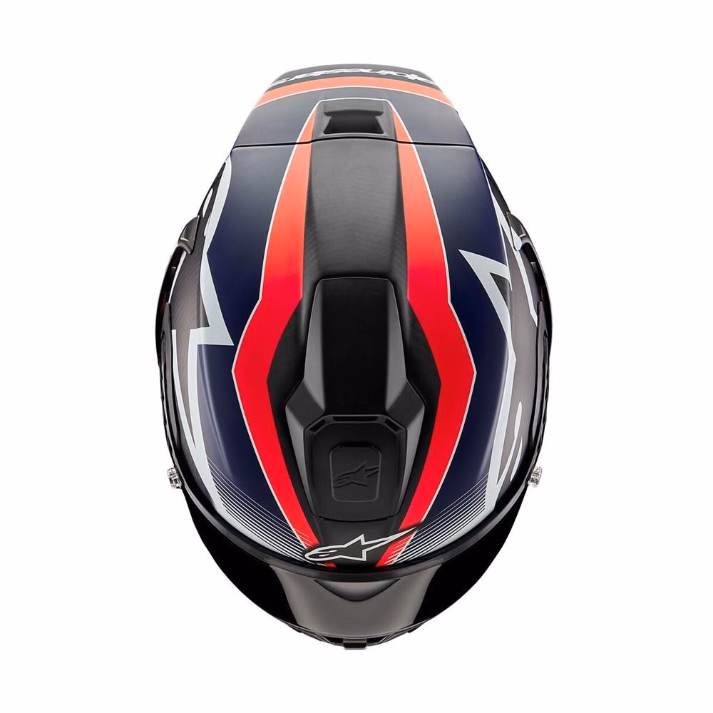 Alpinestars Supertech R10 Road Helmet Team Black Carbon/Red Fluoro/Dark Blue Matte