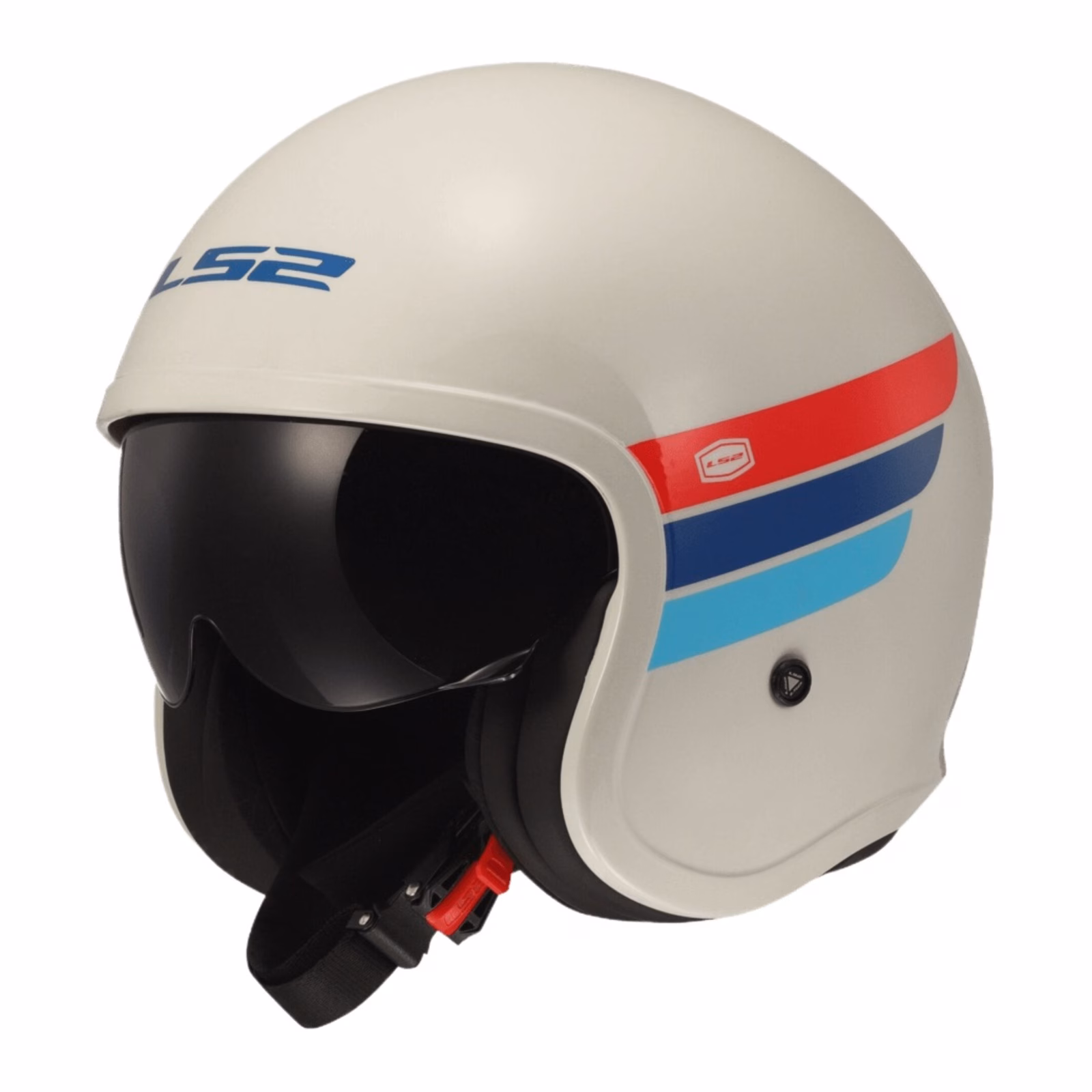 LS2 OF599 Spitfire II Retro Open Face Helmet - White / Blue / Red - Image 1