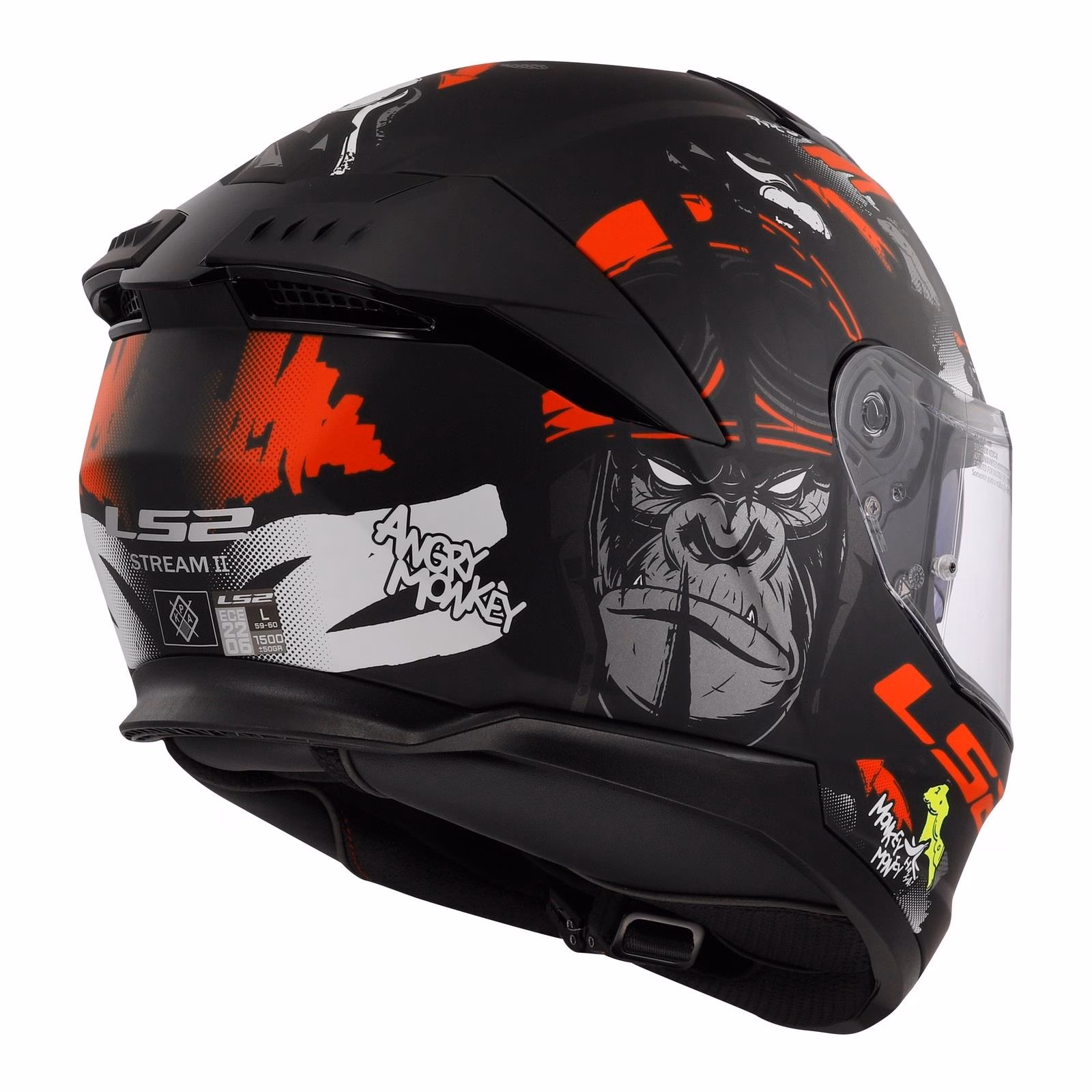 LS2 FF808 Stream II Angry Monkey Road Helmet Matte Black / Red - Image 12