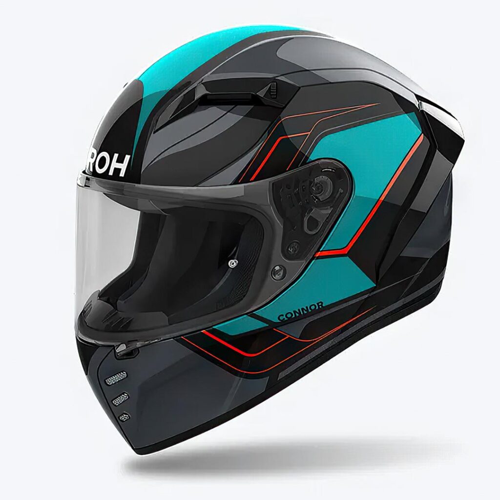 Airoh Connor Dunk Road Helmet Black Teal Gloss