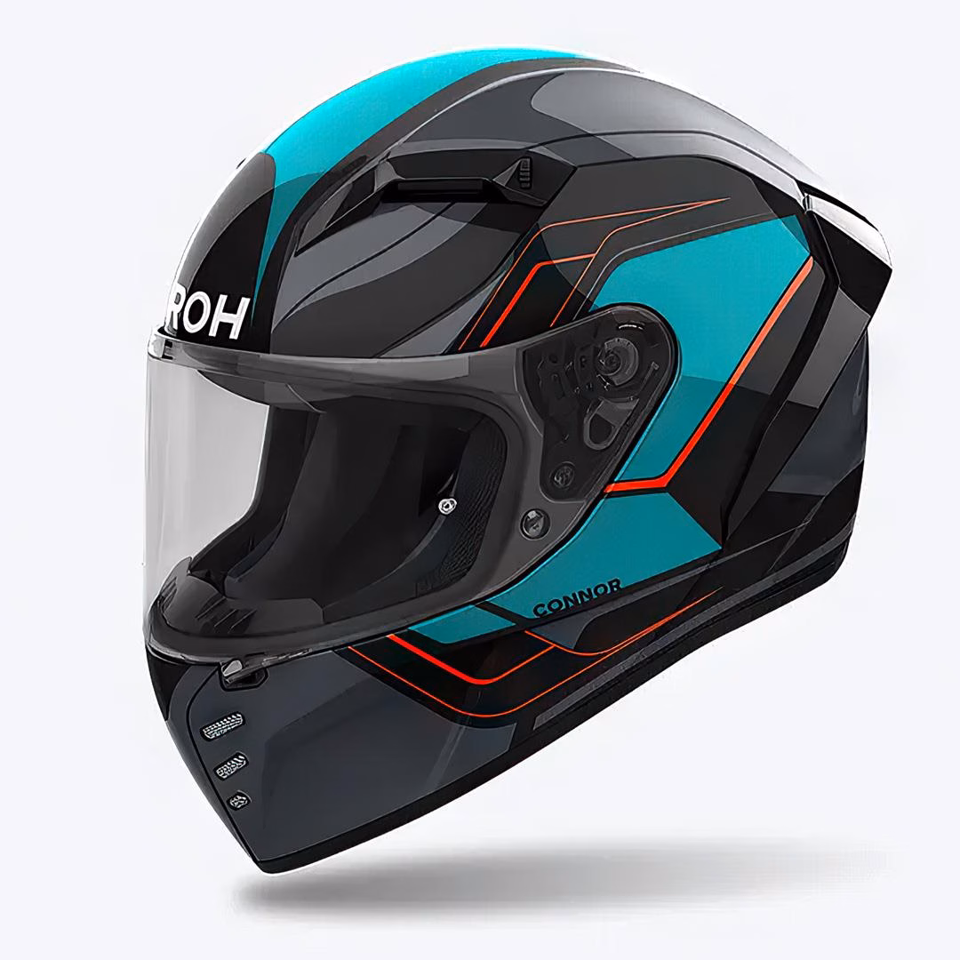 Airoh Connor Dunk Road Helmet Black Teal Gloss - Image 1