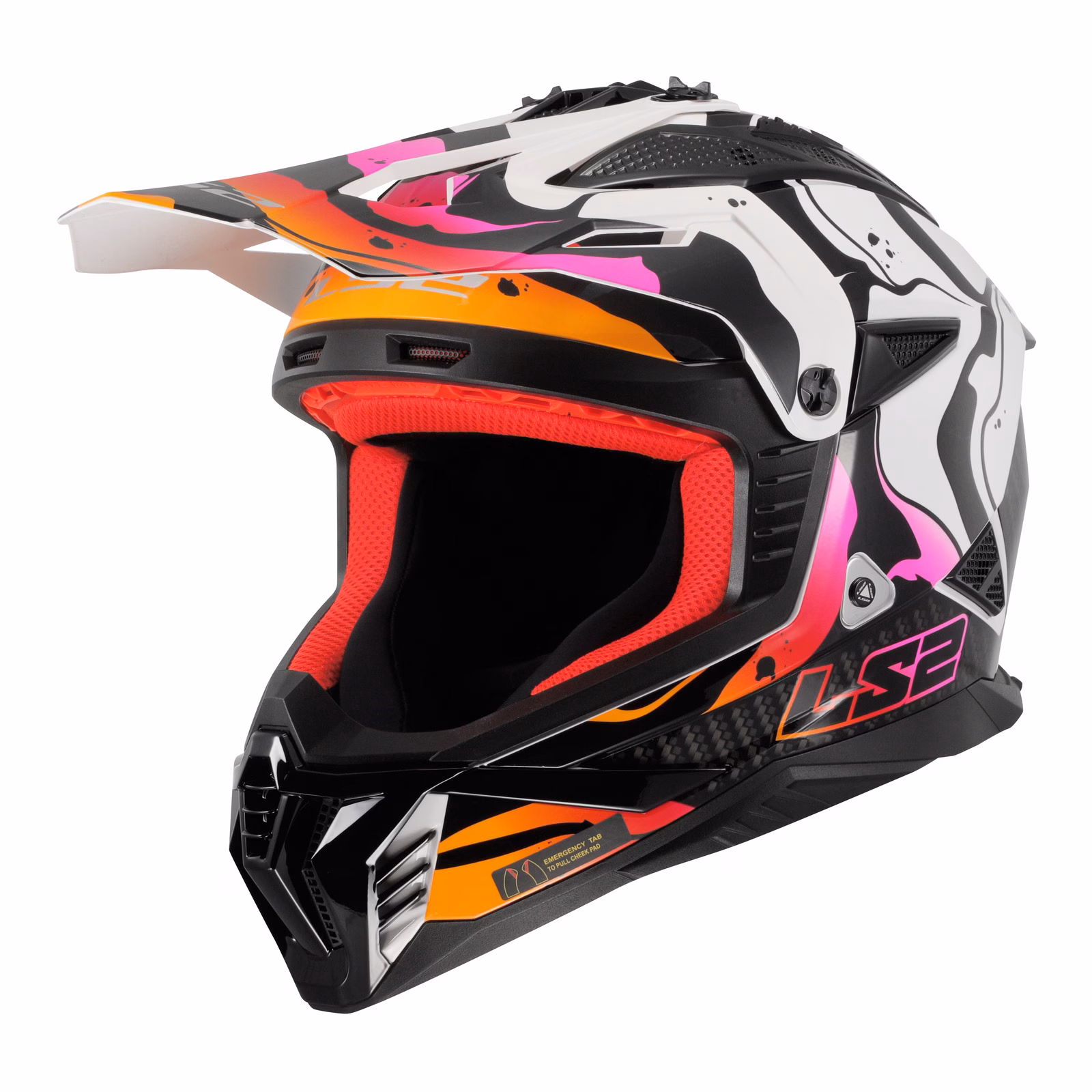 LS2 MX708 Fast II Wash Motocross Helmet White / Black / Red - Image 1