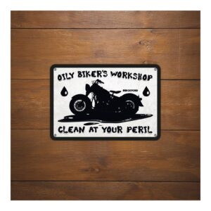 Oxford Garage Metal Sign: "Oily Biker's Workshop" - Image 2