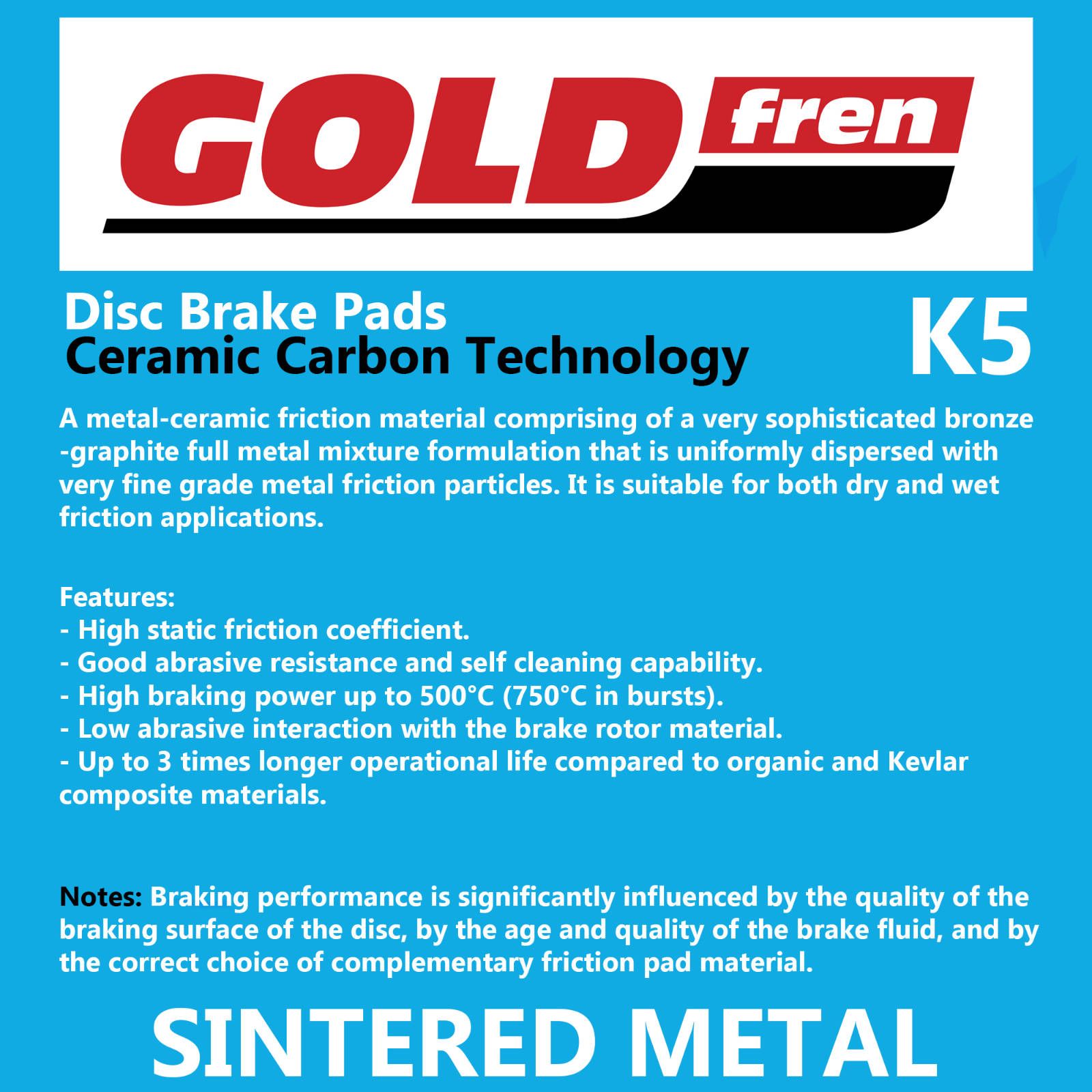 BRAKE PADS GOLDFREN OFFROAD RACING GF002 - K5 ( PR46 ) - Image 2