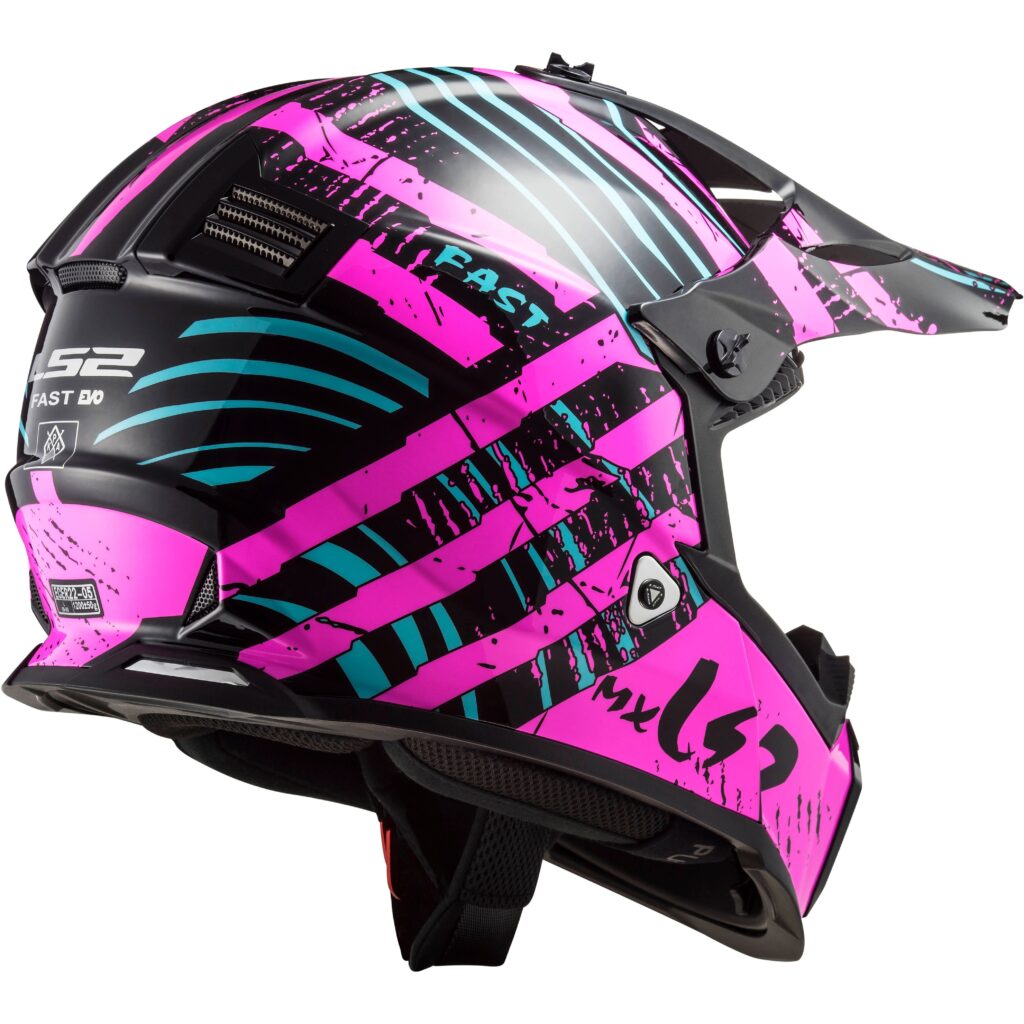 LS2 MX437 Fast Evo Verve Motocross Helmet Black / Flo Pink