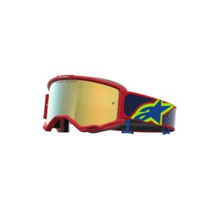 Alpinestars Vision 5 Drag Motocross Goggles Red/Blue Mirror Gold Lens - Image 1