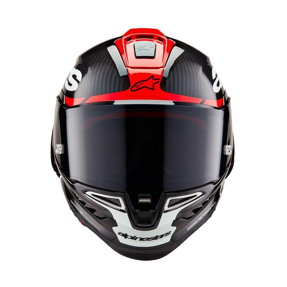Alpinestars Supertech R10 Helmet Element Black Carbon/Bright Red/White Gloss