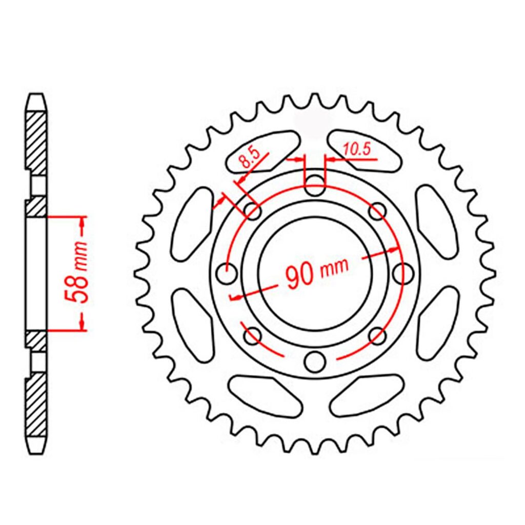 SPKT REAR OE STEEL 269 51T #428 (58mm CTR HOLE)