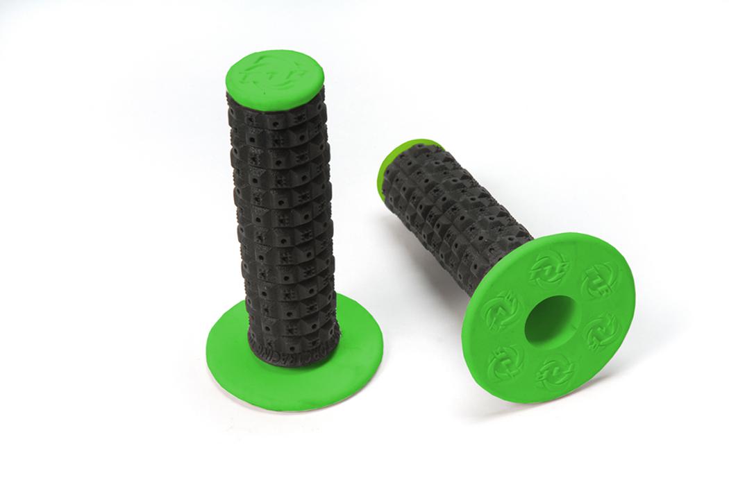 TORC1 RACING HANDLEBAR GRIPS ENDURO DUAL COMPOUND MX BLACK GREEN INCLUDES GRIP GLUE - Image 1