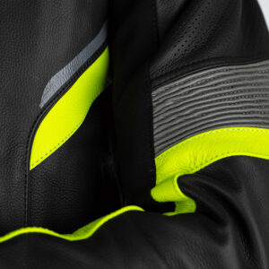 RST Sabre CE Leather Jacket Black/Grey/Flo Yellow - Image 4