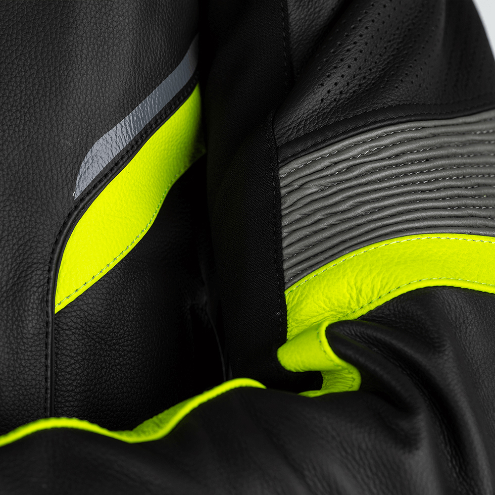 RST Sabre CE Leather Jacket Black/Grey/Flo Yellow